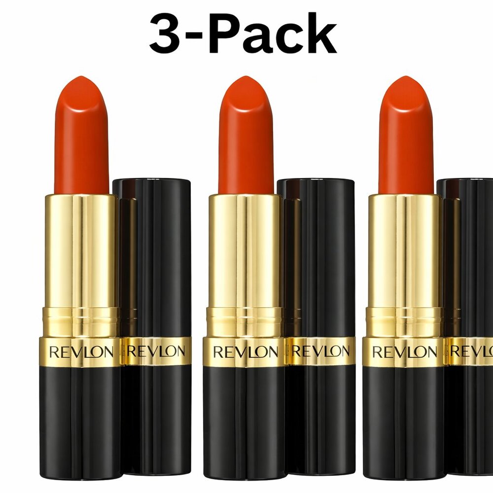 3-Pack Revlon Super Lustrous Creme Lipstick, Kiss Me Coral 750, 0.15 Ounce